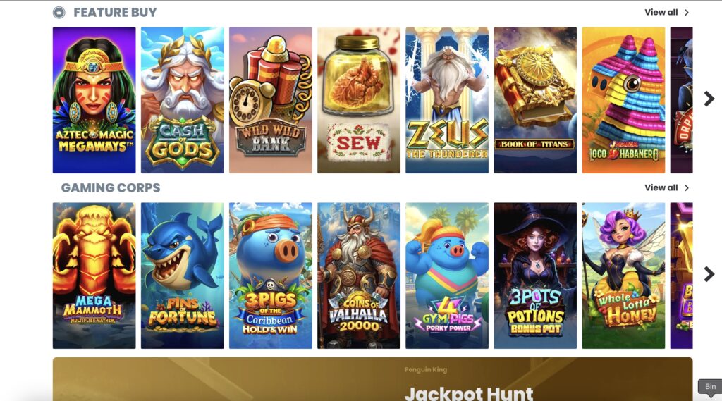 Huge game library at leading credit card Casino